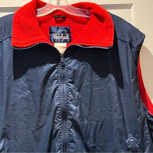 vintage woolrich navy blue and red sherpa lined vest - Picture 4 of 5